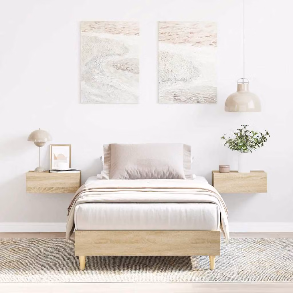 vidaXL Giroletto senza Materasso in Rovere Sonoma e Truciolato, L/P/H: 90 x 200 x 25 cm