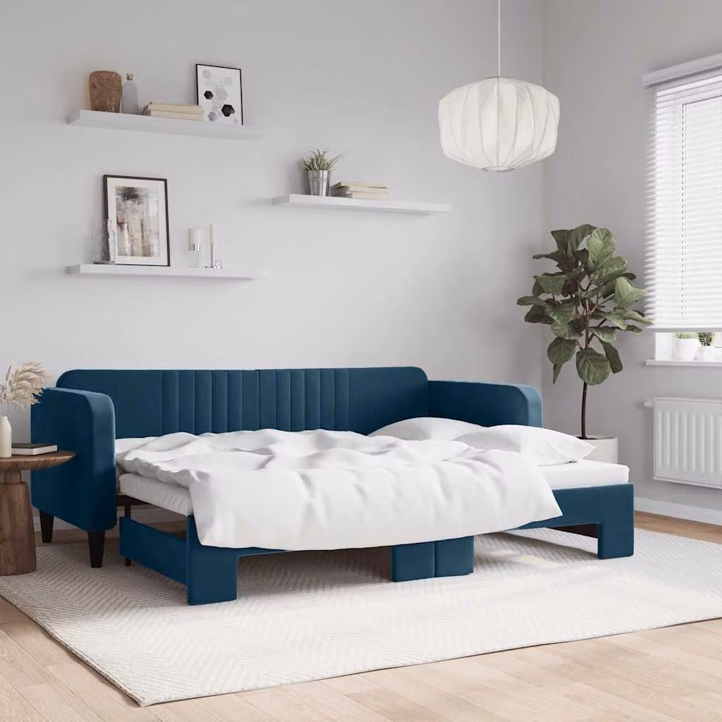 vidaXL Divano Letto con Letto Estraibile Blu 80x200 cm in Velluto