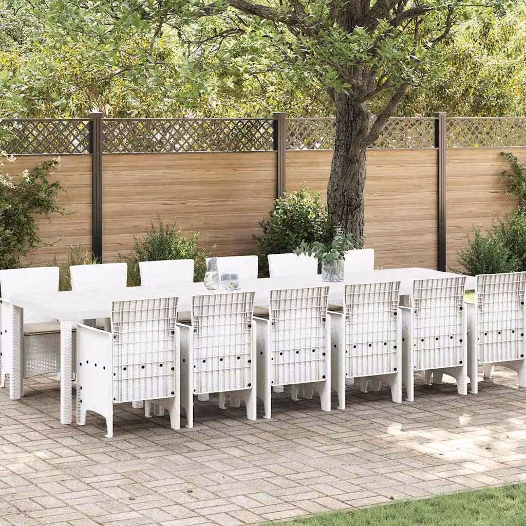 Maison Exclusive - Set da pranzo per esterno, 13 pezzi, rattan bianco