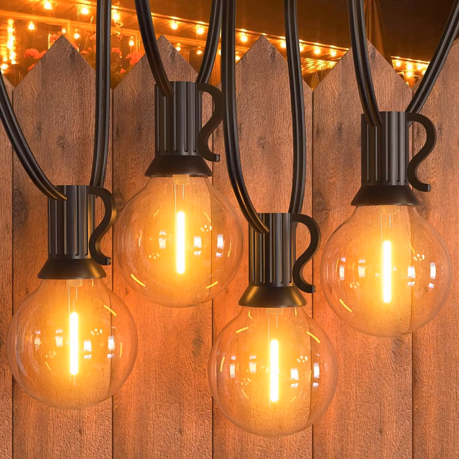 Catena luminosa LED per esterni, adatta sia per interni che per esterni, lunga 7,6 metri. Catena di luci a incandescenza per esterni, bianco caldo, impermeabile, con lampade in plastica, ideale per il giardino
