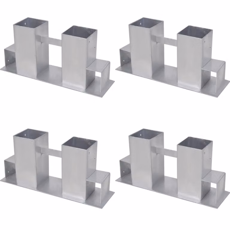 Set di 4 supporti per legna da ardere vidaXL in acciaio argento