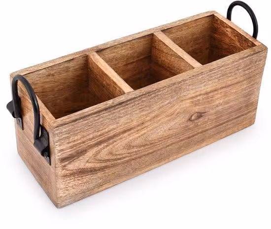 Carrello in legno massello di mango, naturale, 1 pezzo, funzionale