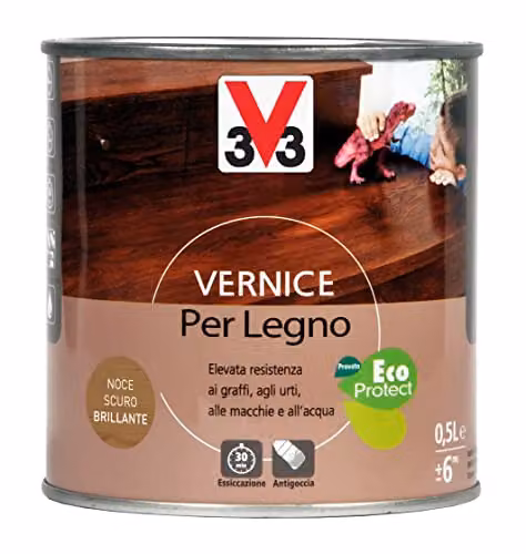 V33 Vernice Per Decorare E Valorizzare I Rivestimenti Interni In Legno, Resa 12mq / L Circa Noce Scuro 500 Ml