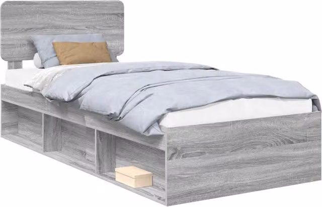 Letto singolo | Letto per adulti | Struttura del letto Grigio Sonoma 90 x 200 cm Pino massello