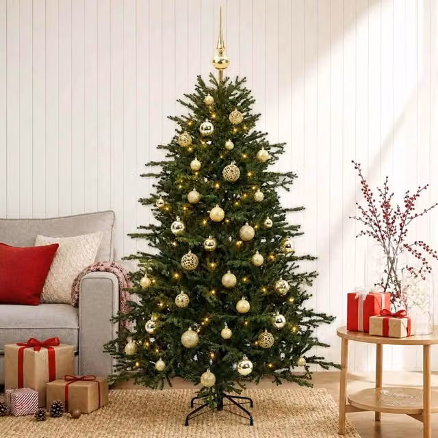 Albero di Natale artificiale con palline 150 cm 150 LED 3465690