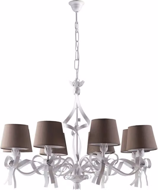 Lampadario Shabby Chic Lucy Bianco Tortora 8 Luci BeLight