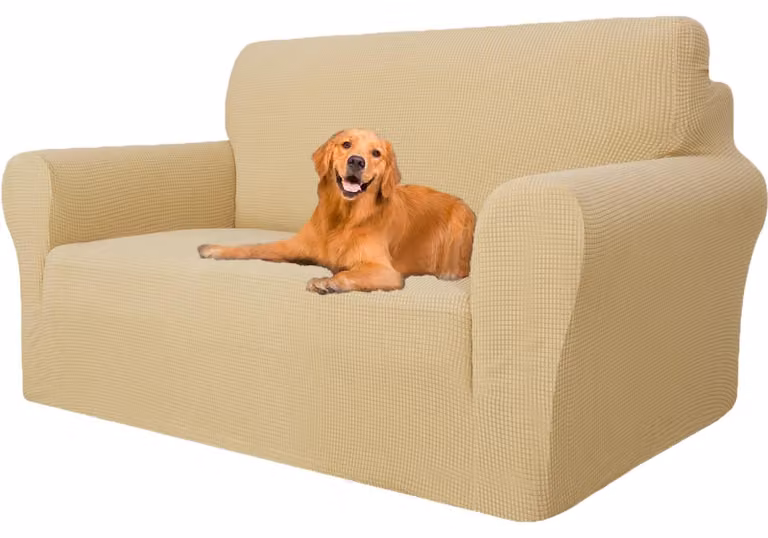 Copridivano elasticizzati per divani a due posti, color beige
