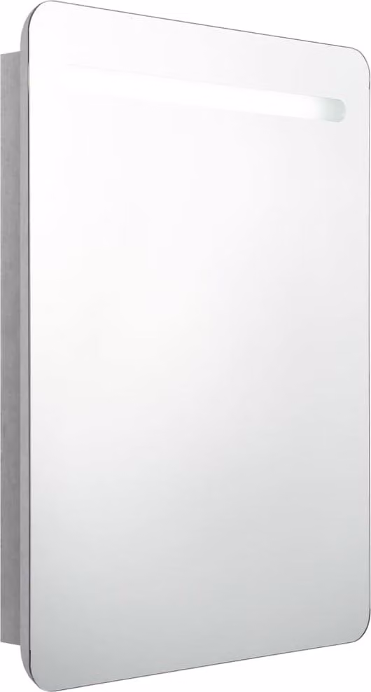 Armadietto Bagno con Specchio e LED Grigio Cemento 60x11x80 cm
