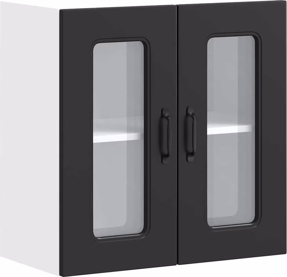 Pensile da Cucina con Porta in Vetro Kalmar Nero Truciolato