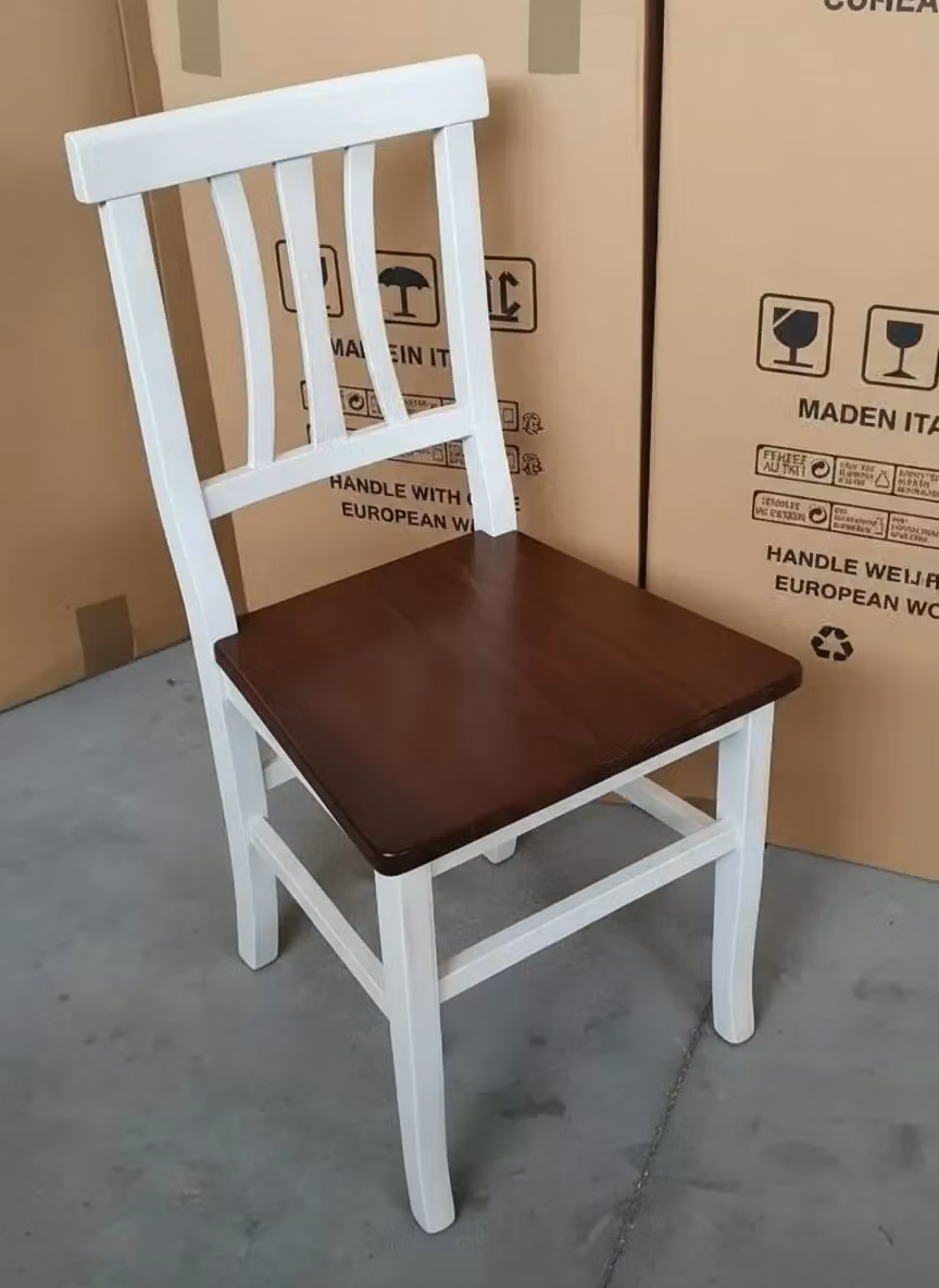 Set di 2 sedie shabby chic in legno bicolore bianco e marrone Mobili 2G L/P/H: 43 x 45 x 91 cm – 2