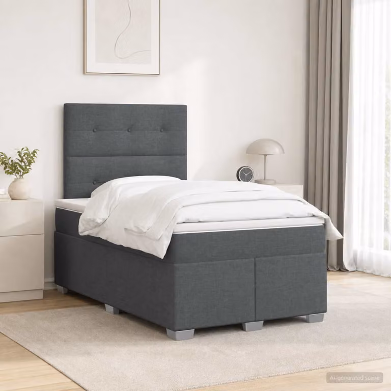 Letto box spring con materasso vidaXL Grigio Scuro L: 120 cm, P: 200 cm