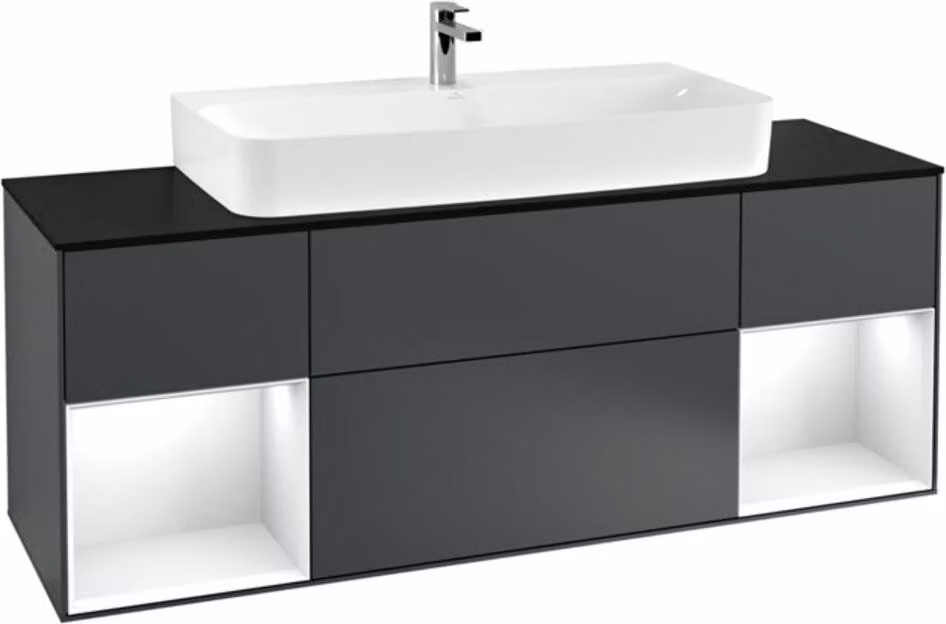 Mobile V&B Finion 160cm, Reg glo wh. Lac, md bl. m Laccato