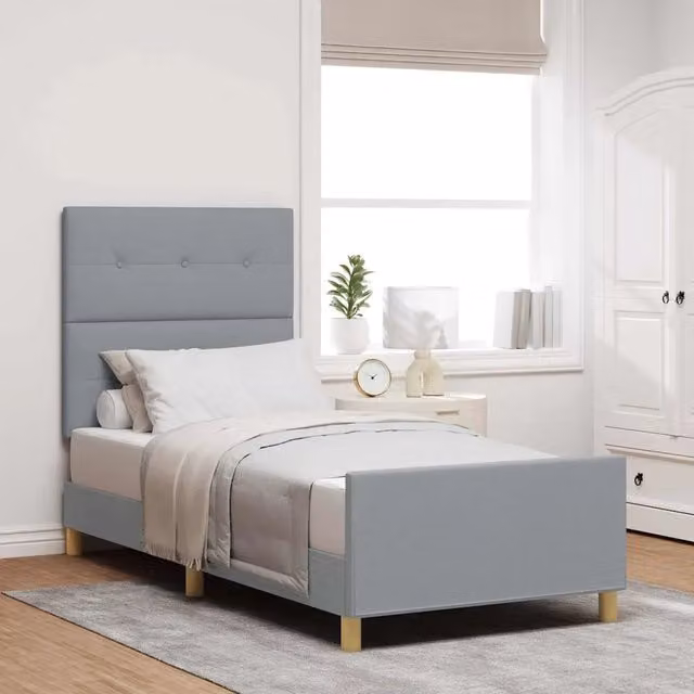Struttura letto imbottita vidaXL in tessuto grigio con base in legno e pino L/P/H: 190 x 90 x 33 cm