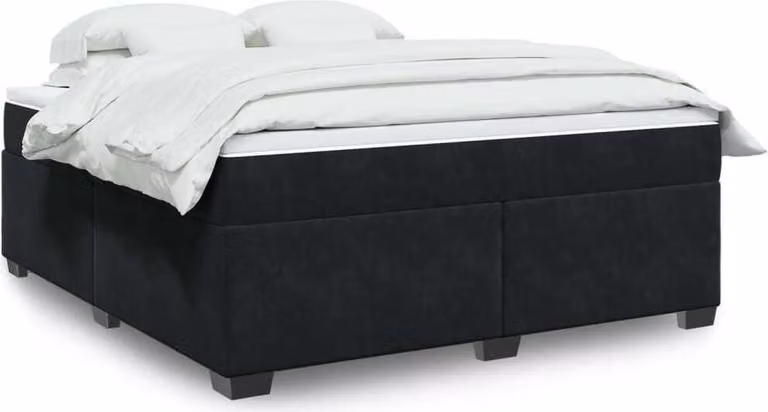 Maison Exclusive - Giroletto a Molle con Materasso Nero 180x200 cm in Velluto