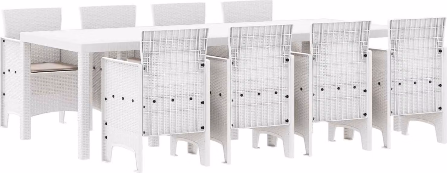 Set da Pranzo per Giardino 9 pcs Grigio chiaro Polipropilene