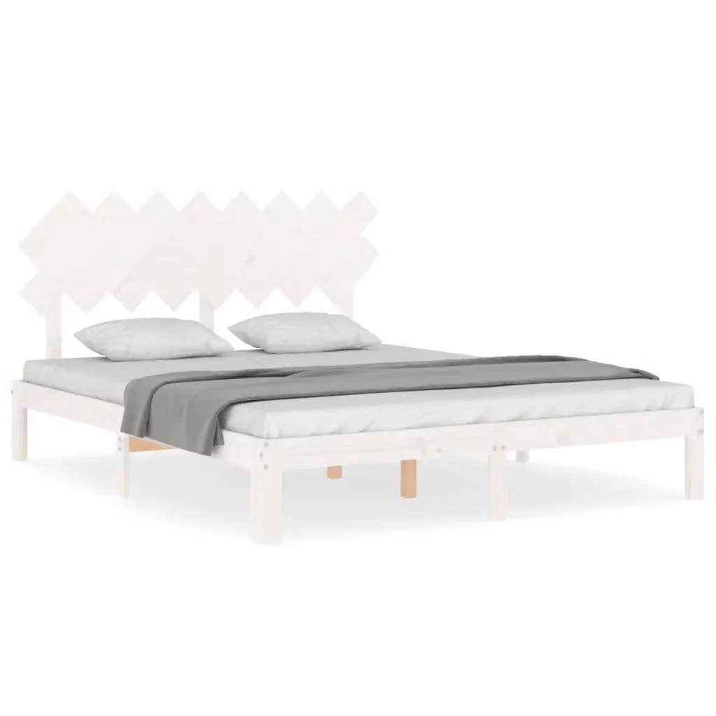 Letto senza materasso vidaXL in legno massello di pino bianco L/P/H: 203.5 x 160 x 80.5 cm – 2