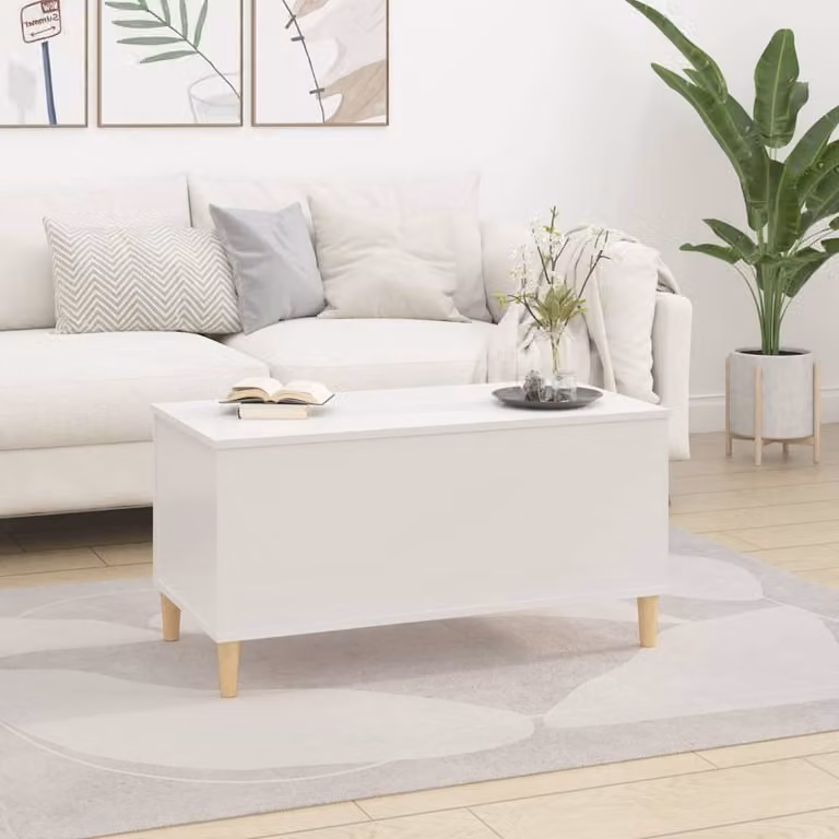 Maison Exclusive - Tavolino bianco lucido 90x44,5x45 cm Materiale ligneo
