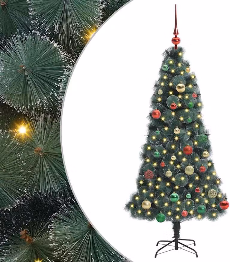 Albero di Natale artificiale preilluminato con set di palline