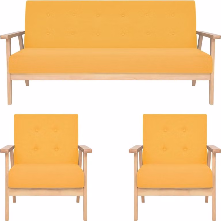 Maison Exclusive - Divano a 3 posti con rivestimento in tessuto giallo