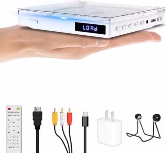 Lettore DVD e CD portatile con connessione HDMI, Bianco