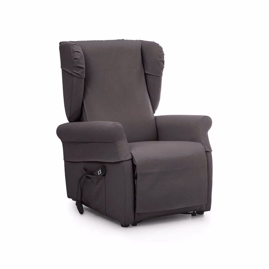 Poltroncina Treia DMORA, Poltrona Relax Sfoderabile con Braccioli in Nero Antracite, L: 75 cm, P: 84 cm, H: 107 cm – 2