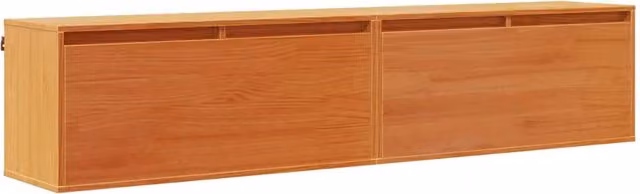 Set di 2 Armadietti a Muro in Legno di Pino Marrone Cerato con Ante a Battente e Ripiani Interni L: 80 cm, P: 30 cm, H: 35 cm – 1
