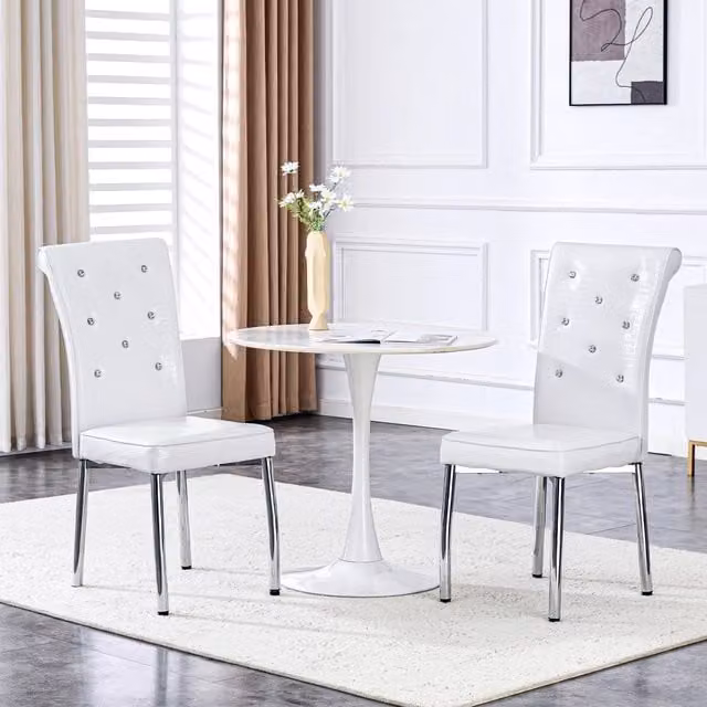 Sedia da pranzo MIVRAY in ecopelle bianca con motivo animal print e gambe in metallo per cucina e sala da pranzo – 1