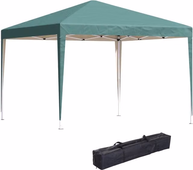 Tenda da Giardino Pieghevole Minimal Verde Impermeabile Anti-UV con Borsa L/P/H: 3 x 3 x 2,55 m