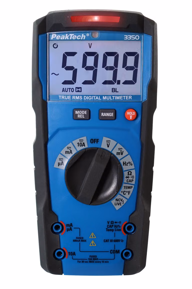 Multimetro digitale PeakTech P3349 6000 conteggi 600V True RMS Auto Range