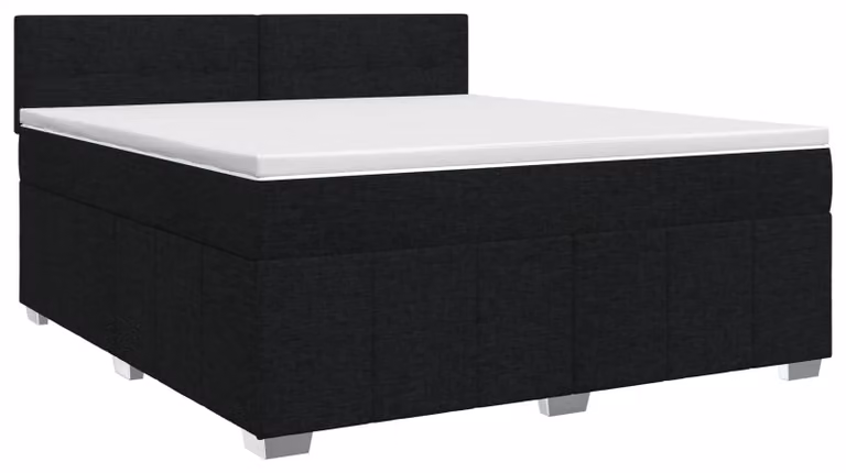 Letto a molle con materasso nero 160 x 200 cm in tessuto