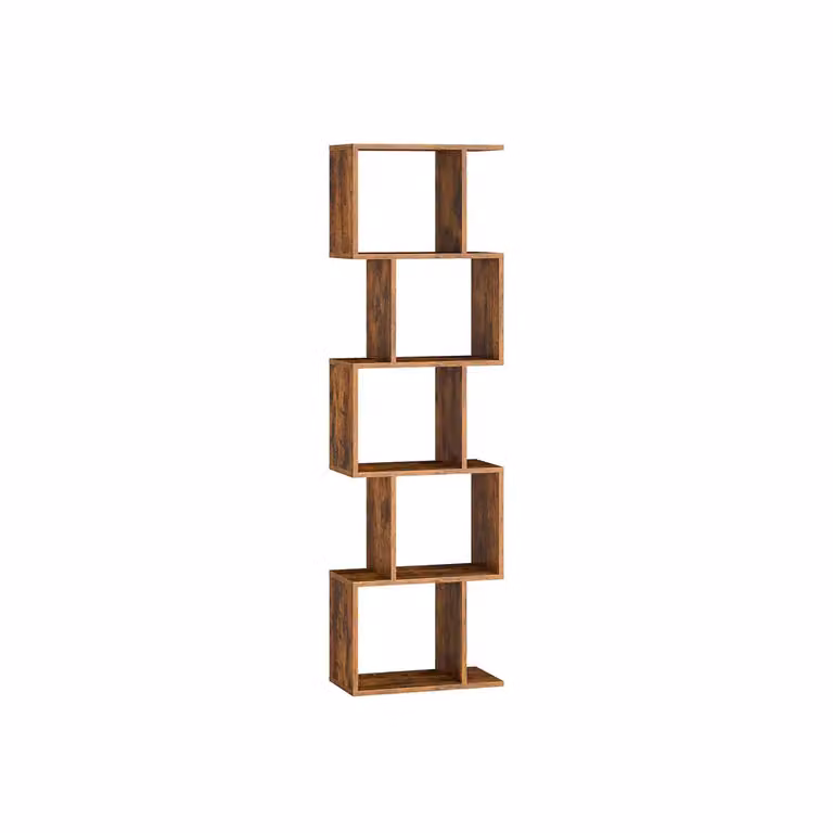 Scaffale libreria moderno con ripiani e scomparti, Marrone Vintage / 5 Ripiani (159H cm)