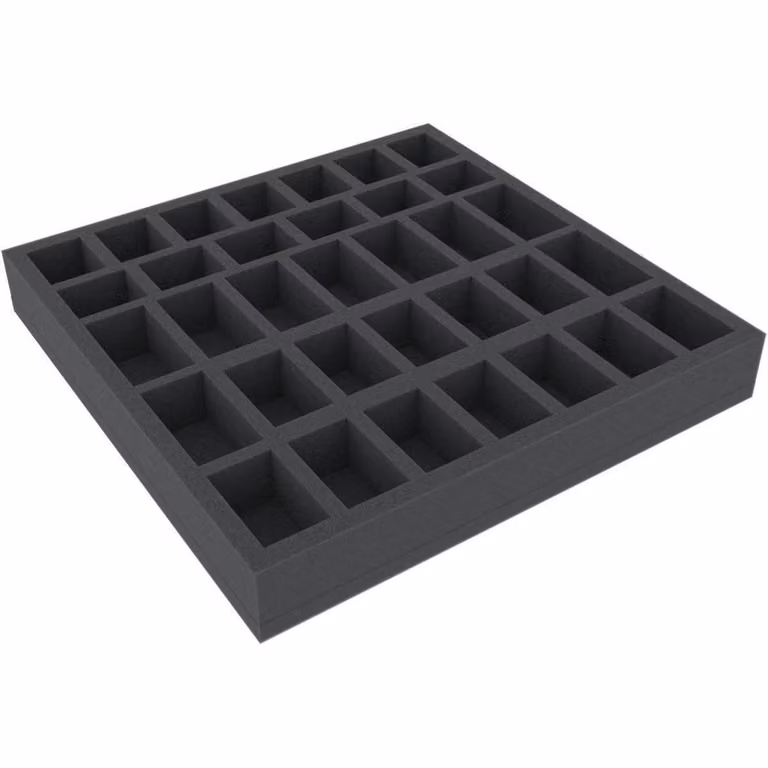 Inserto in schiuma con 34 scomparti, 285x285x40 mm, per giochi da tavolo