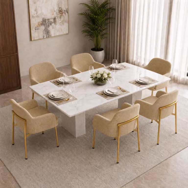 Set di 6 sedie da pranzo Flieks con braccioli, regolabili in altezza, imbottite, ideali per la sala da pranzo, la cucina. Dimensioni: 61x59x78,5 cm. Colore: marrone
