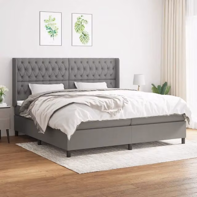 Letto Ibrido con Materasso vidaXL Grigio e Bianco L/P/H: 200 x 200 x 25 cm – 1