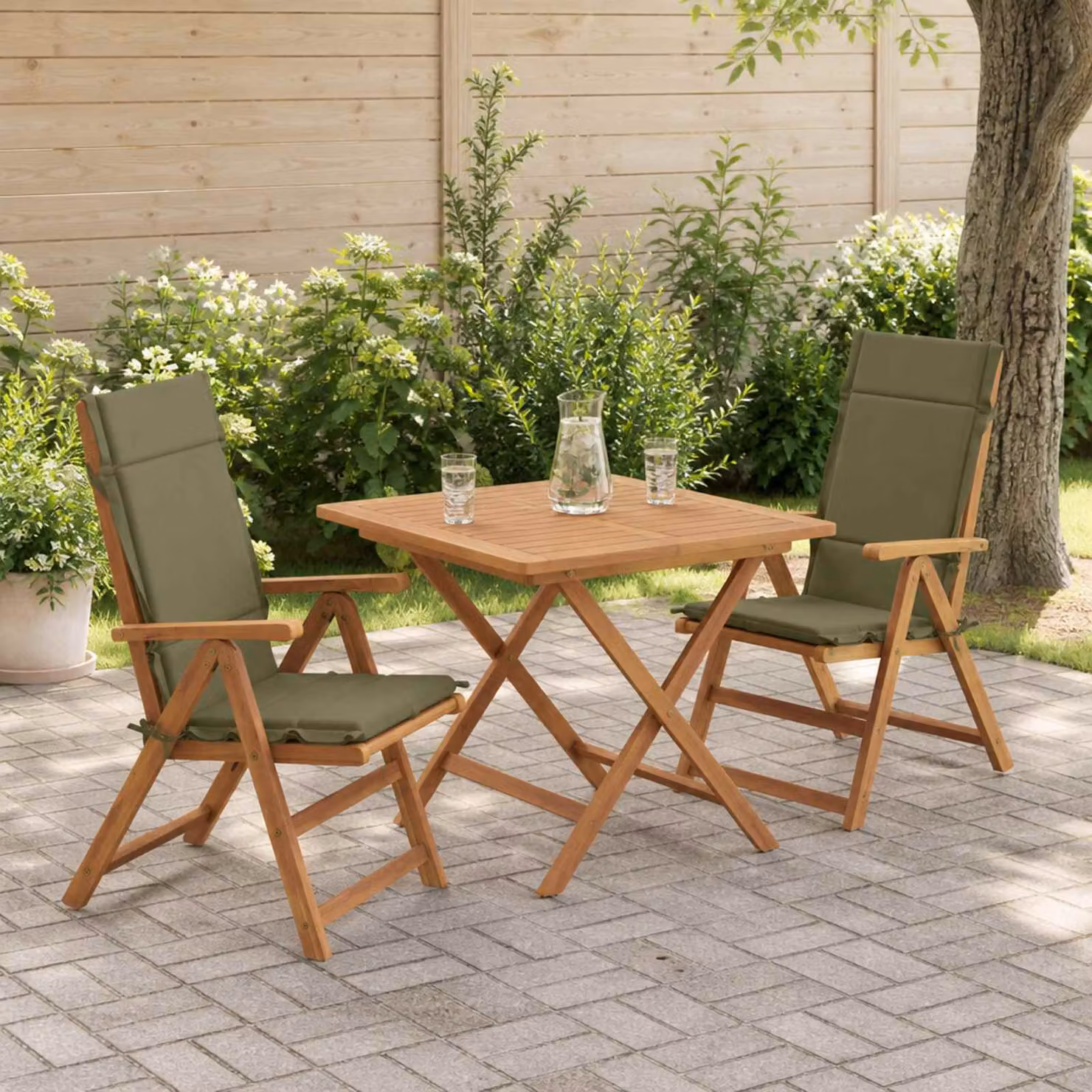 Set di 2 cuscini per sedia alta vidaXL GEMERT in poliestere, colore verde, con rivestimento rimovibile e antiscivolo