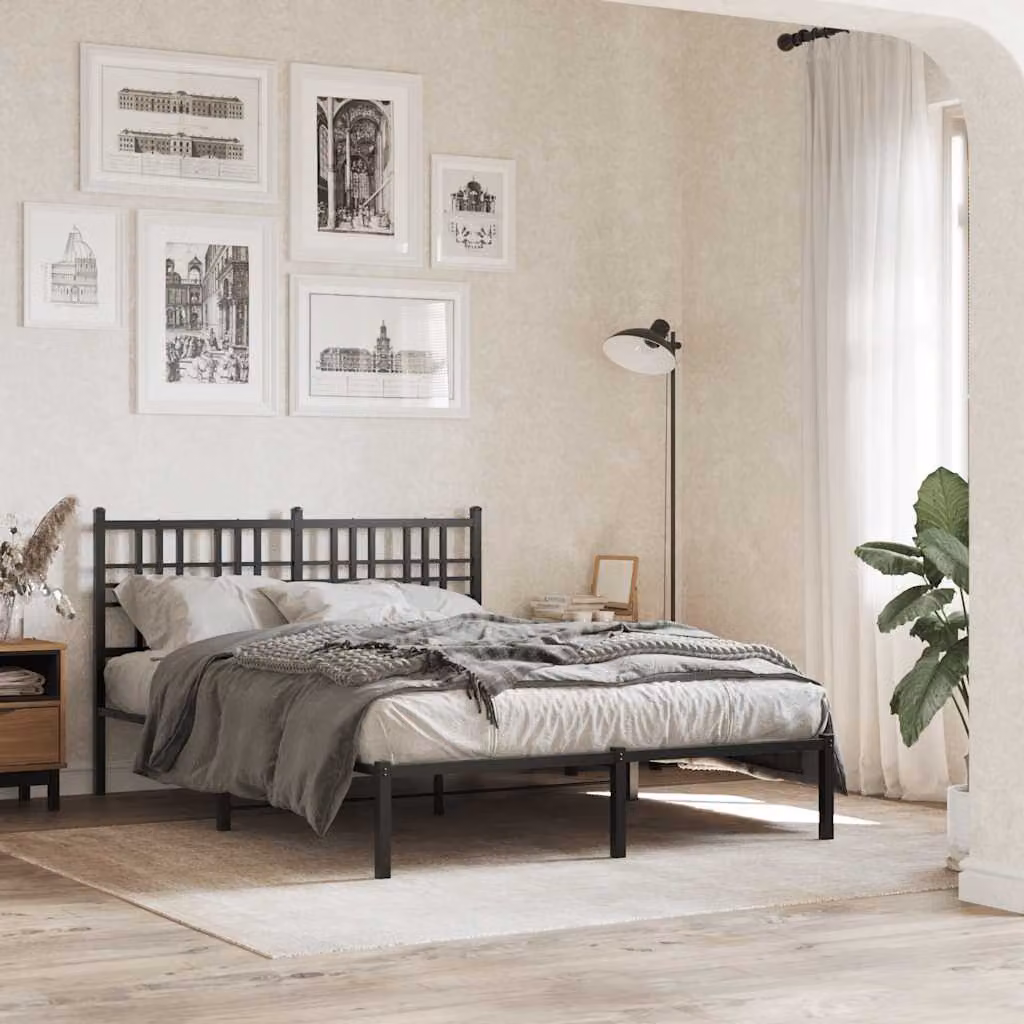 vidaXL Giroletto con Testiera in Metallo Nero L/P: 120 x 200 cm