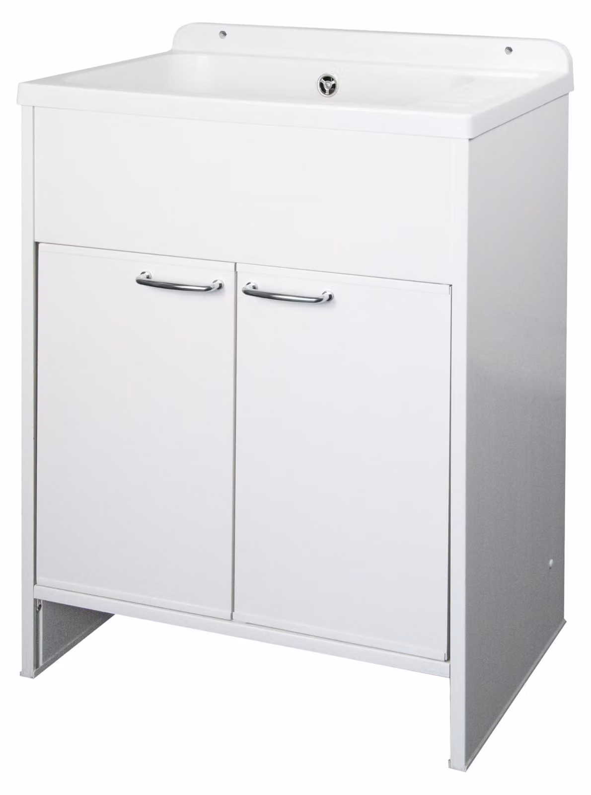 Lavabo in PVC salvaspazio con scarico, dimensioni 58 x 38 x 85 cm