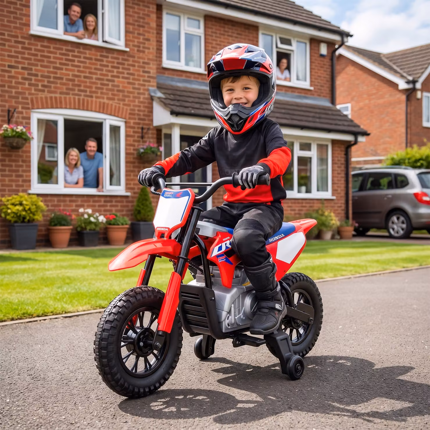 Moto Elettrica per Bambini AIYAPLAY Licenza Honda CRF 450R con Batteria al Litio da 12V e Sospensioni, Rosso – 2
