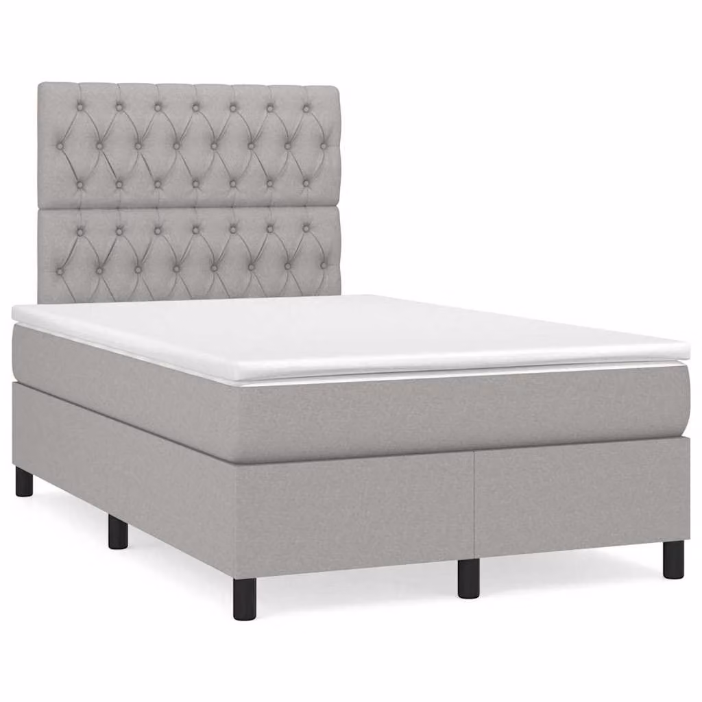 Letto Ibrido con Materasso e Illuminazione LED vidaXL in Tessuto Grigio e Bianco L/P/H: 120 x 200 x 193 cm