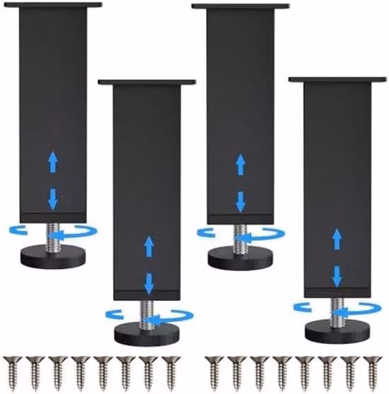 Set di 4 piedini regolabili per mobili - Piedini di design neri per mobili