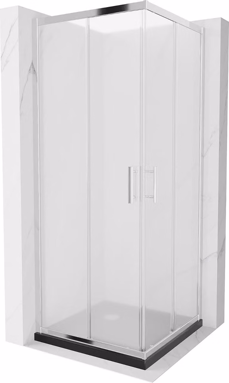 Mexen Rio cabina doccia quadrata 70 x 70 cm, satinato, cromo + piatto Flat, nero - 860-070-070-01-30-4070