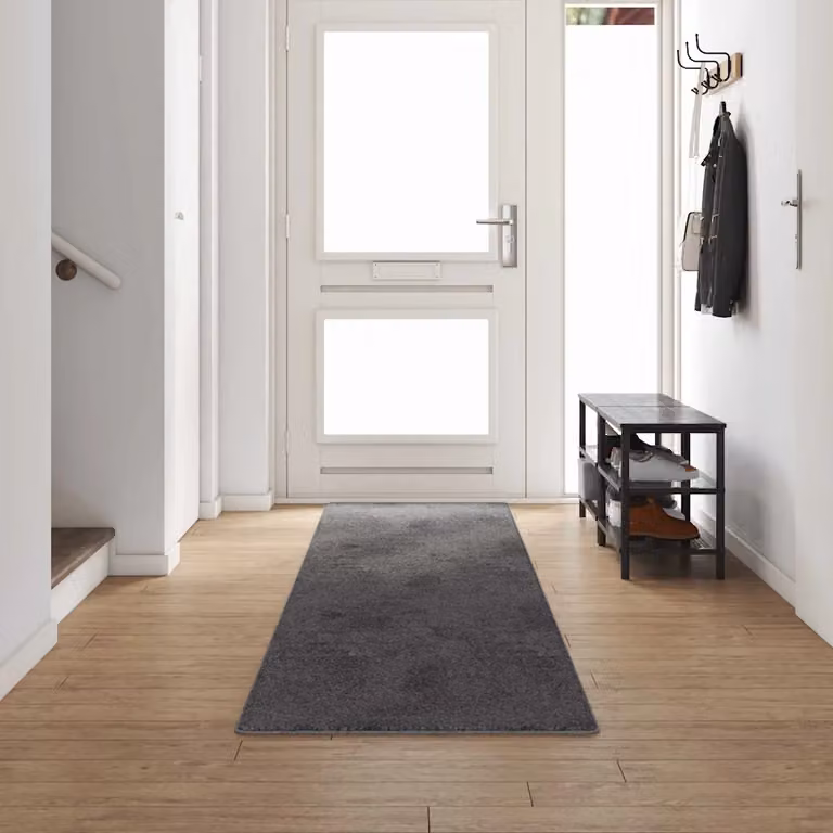 Runner in moquette vidaXL grigio, 80 x 500 cm, 100% polipropilene, antiscivolo e resistente alle macchie