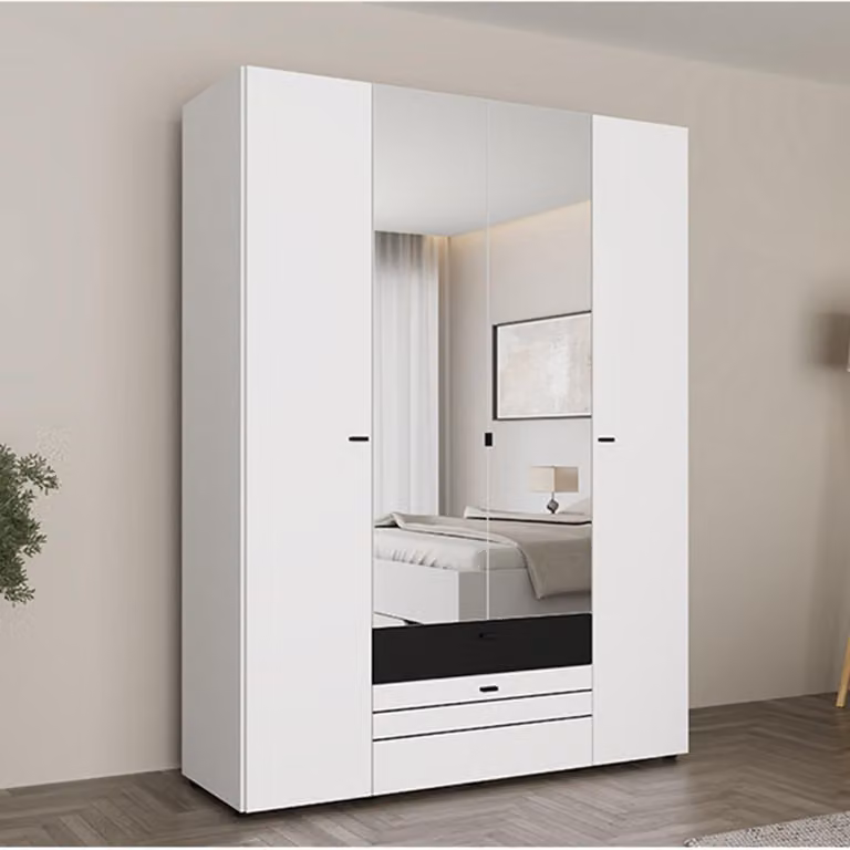 Watamu - Guardaroba Grande, 155x208h cm Bianco Opaco, 6 Ripiani