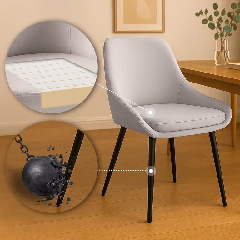 Set di 2 sedie per sala da pranzo, sedie da cucina, lussuosa imbottitura in velluto, robuste, con braccioli
