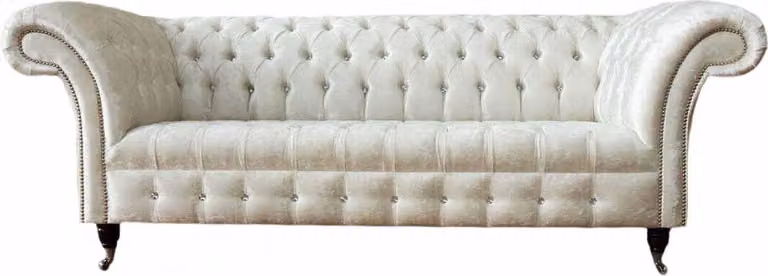 Dreisitzer Weiß Stoff Wohnzimmer Design Couchen Sofa Chesterfield Couch