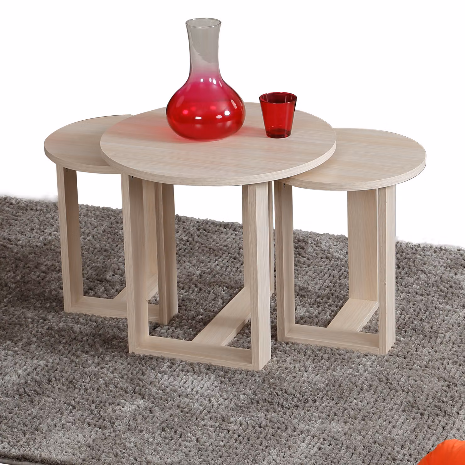 Skye Decor, Mira - Oak, tavolino da caffè (3 pezzi), rovere, 100 % MELAMIN COATED SLIPBOARD, 52 x 52 x 47 cm