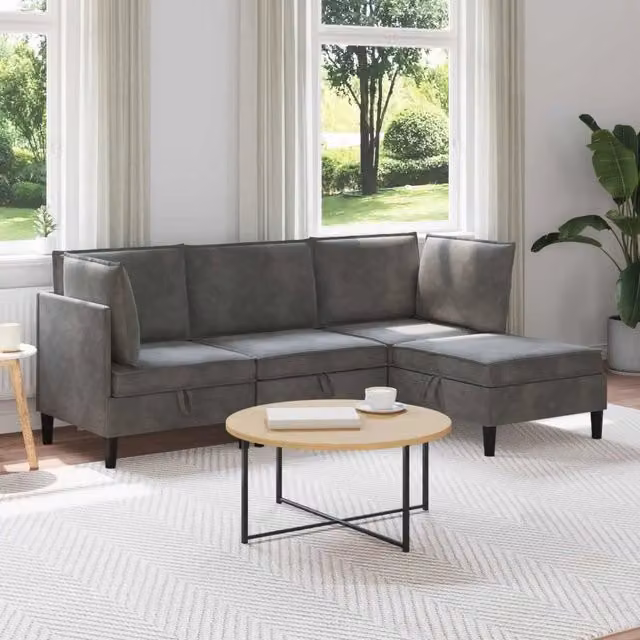 Set di mobili per il soggiorno 4 pz Grigio Scuro Velluto 3413735