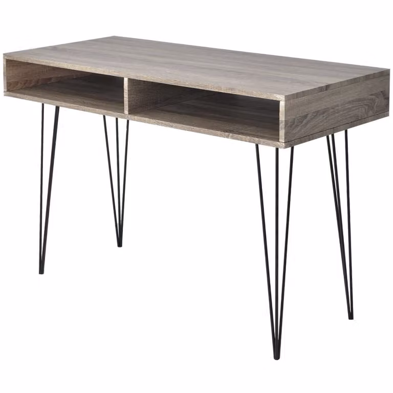 vidaXL Scrivania con 2 scomparti Grigio
