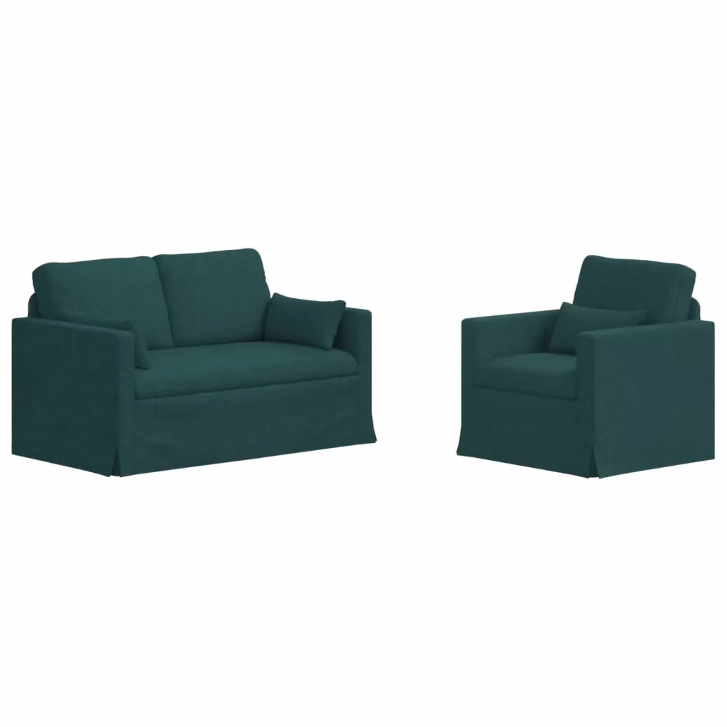 Set di 2 divani moderni vidaXL in tessuto verde con struttura in metallo e cuscini inclusi – 2