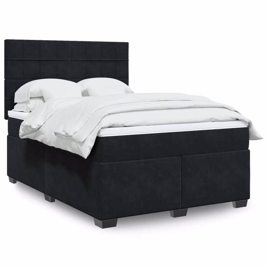 Maison Exclusive - Giroletto a Molle con Materasso Nero 160x200 cm in Velluto